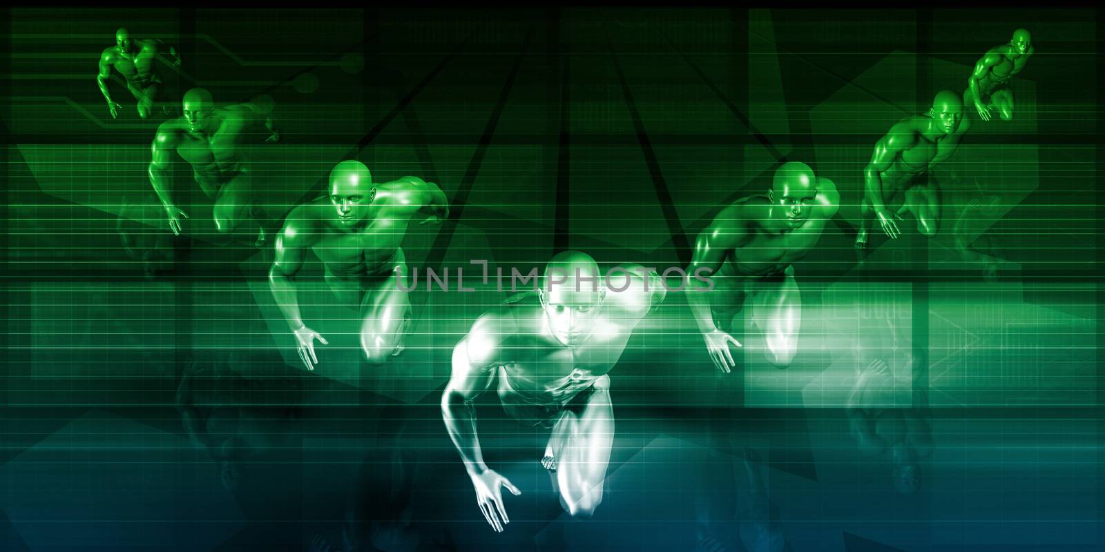 Business Team Running with Clear Direction and Vision