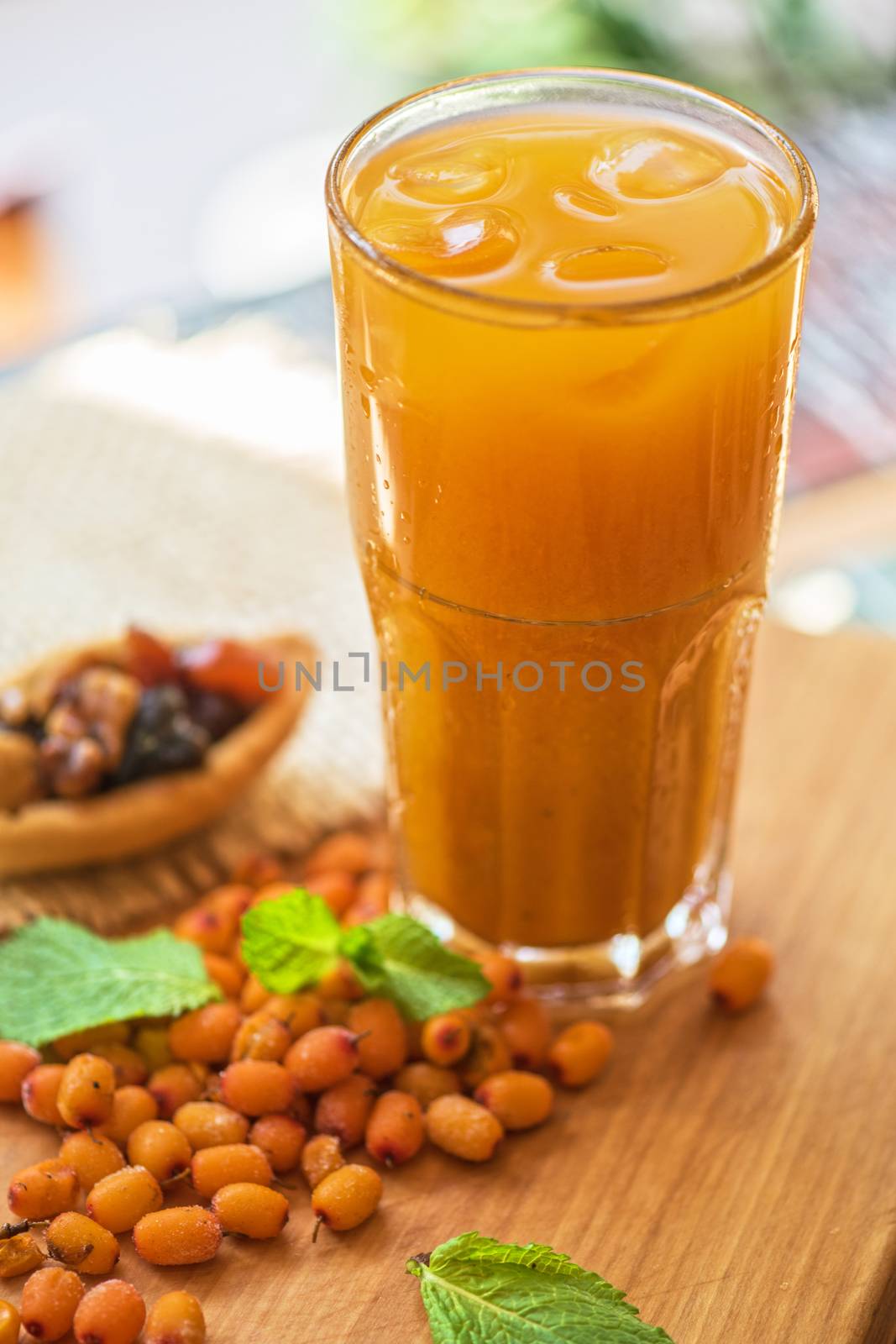 fruit non-alcoholic drink with sea buckthorn