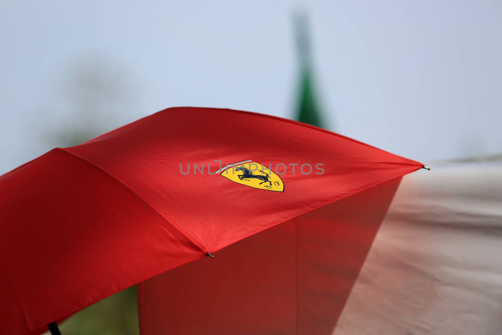 Monte-Carlo, Monaco - May 28, 2016: Ferrari Red Umbrella For Sale During the Monaco Formula 1 Grand Prix 2016
