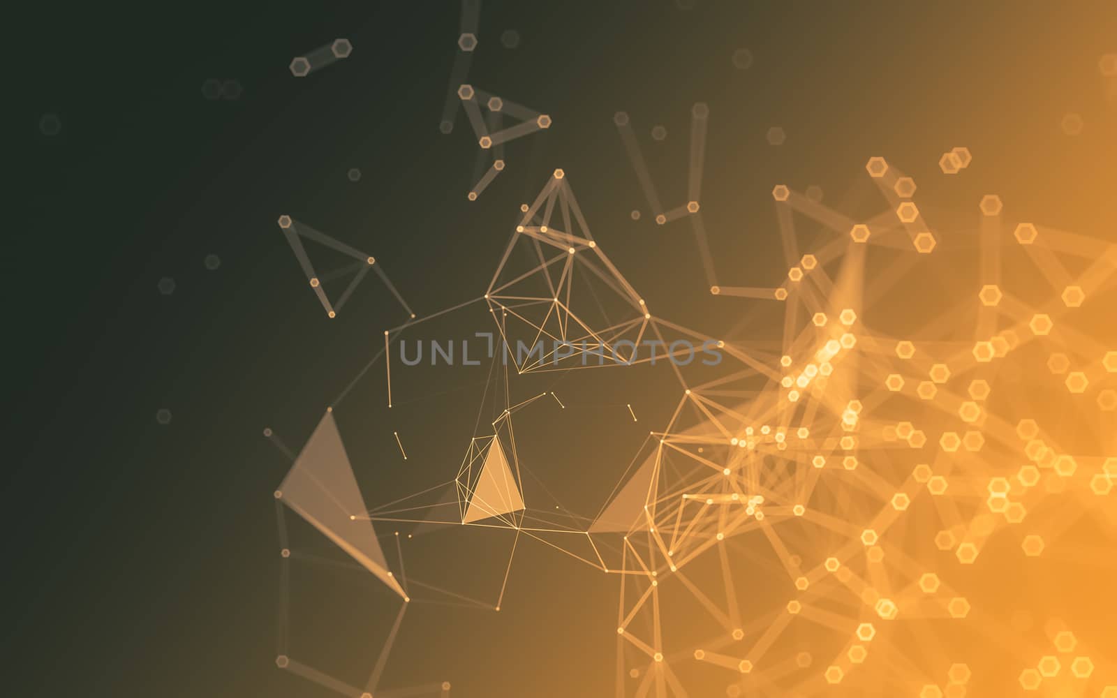 Abstract polygonal space low poly dark background with connecting dots and lines. Connection structure. 3d rendering