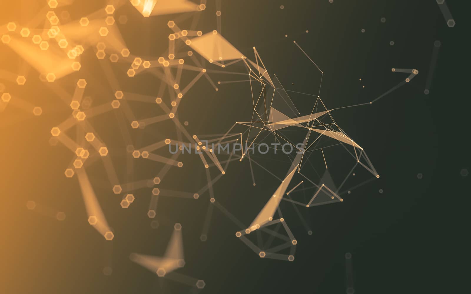 Abstract polygonal space low poly dark background, 3d rendering by teerawit