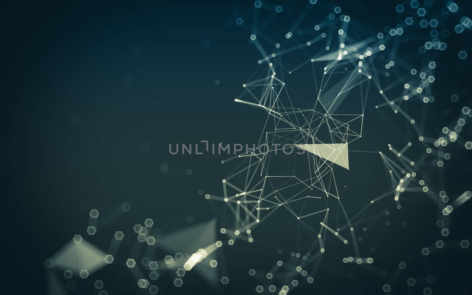 Abstract polygonal space low poly dark background with connecting dots and lines. Connection structure. 3d rendering