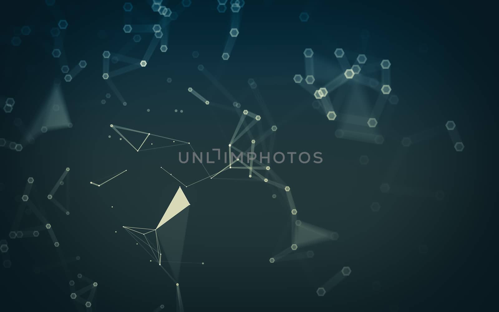 Abstract polygonal space low poly dark background, 3d rendering by teerawit