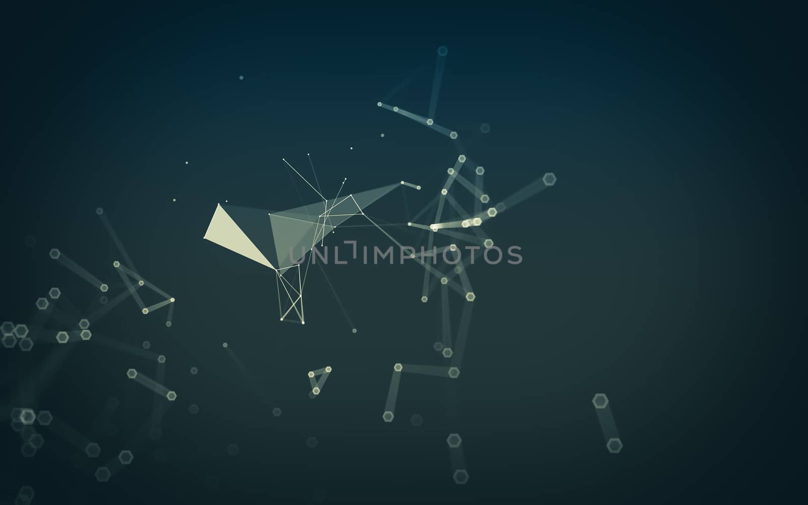 Abstract polygonal space low poly dark background, 3d rendering by teerawit