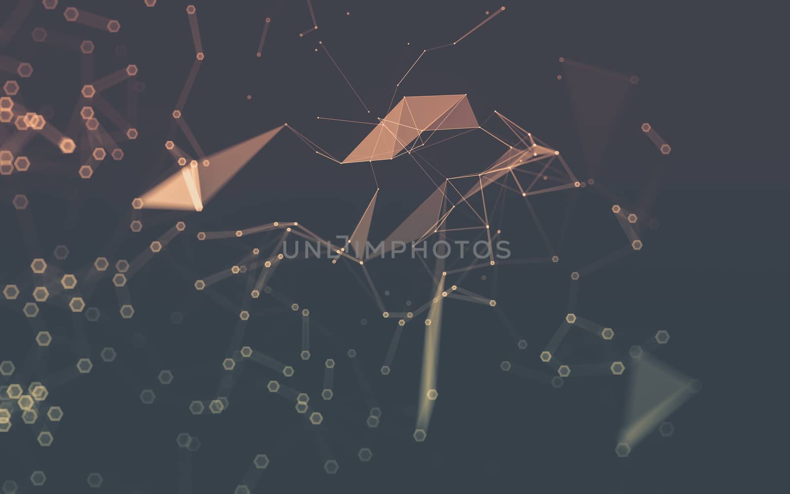 Abstract polygonal space low poly dark background, 3d rendering by teerawit