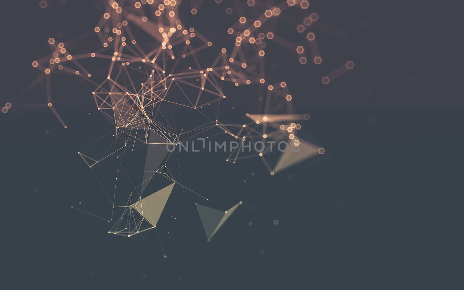 Abstract polygonal space low poly dark background with connecting dots and lines. Connection structure. 3d rendering