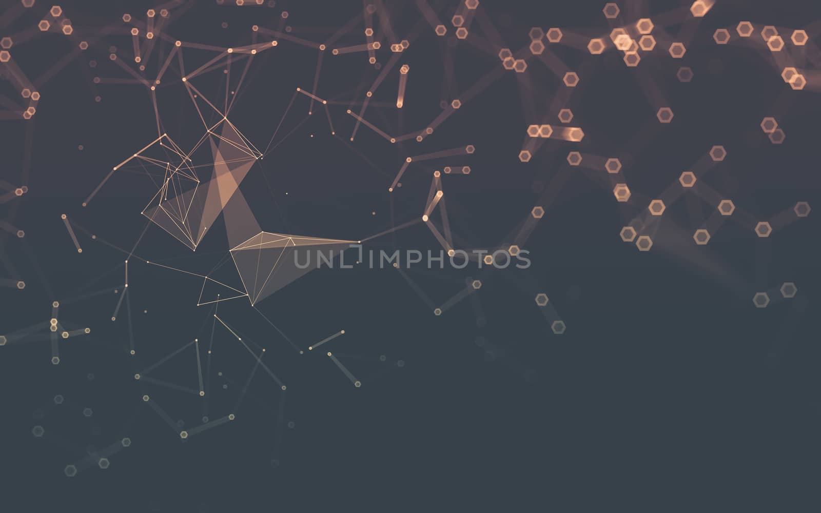 Abstract polygonal space low poly dark background with connecting dots and lines. Connection structure. 3d rendering