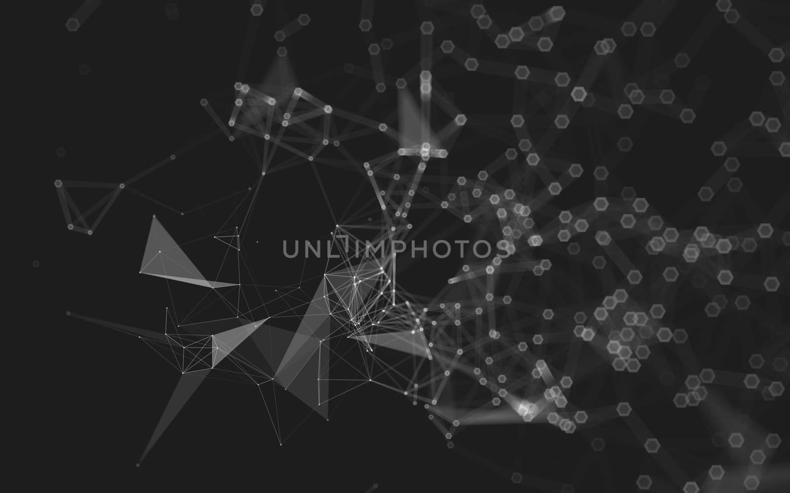 Abstract polygonal space low poly dark background, 3d rendering by teerawit