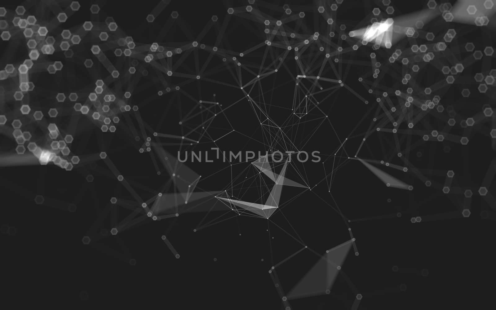 Abstract polygonal space low poly dark background with connecting dots and lines. Connection structure. 3d rendering