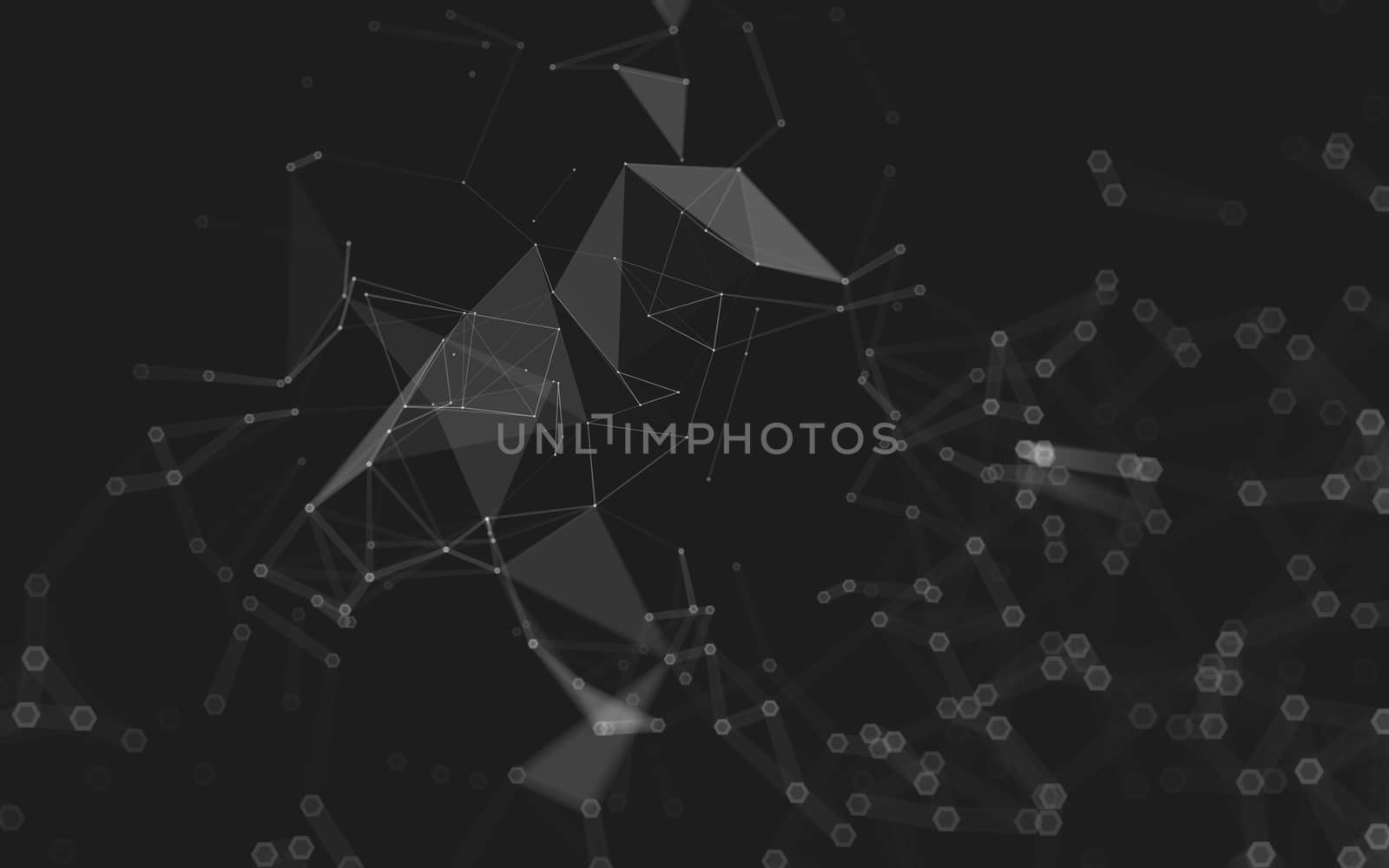 Abstract polygonal space low poly dark background, 3d rendering by teerawit