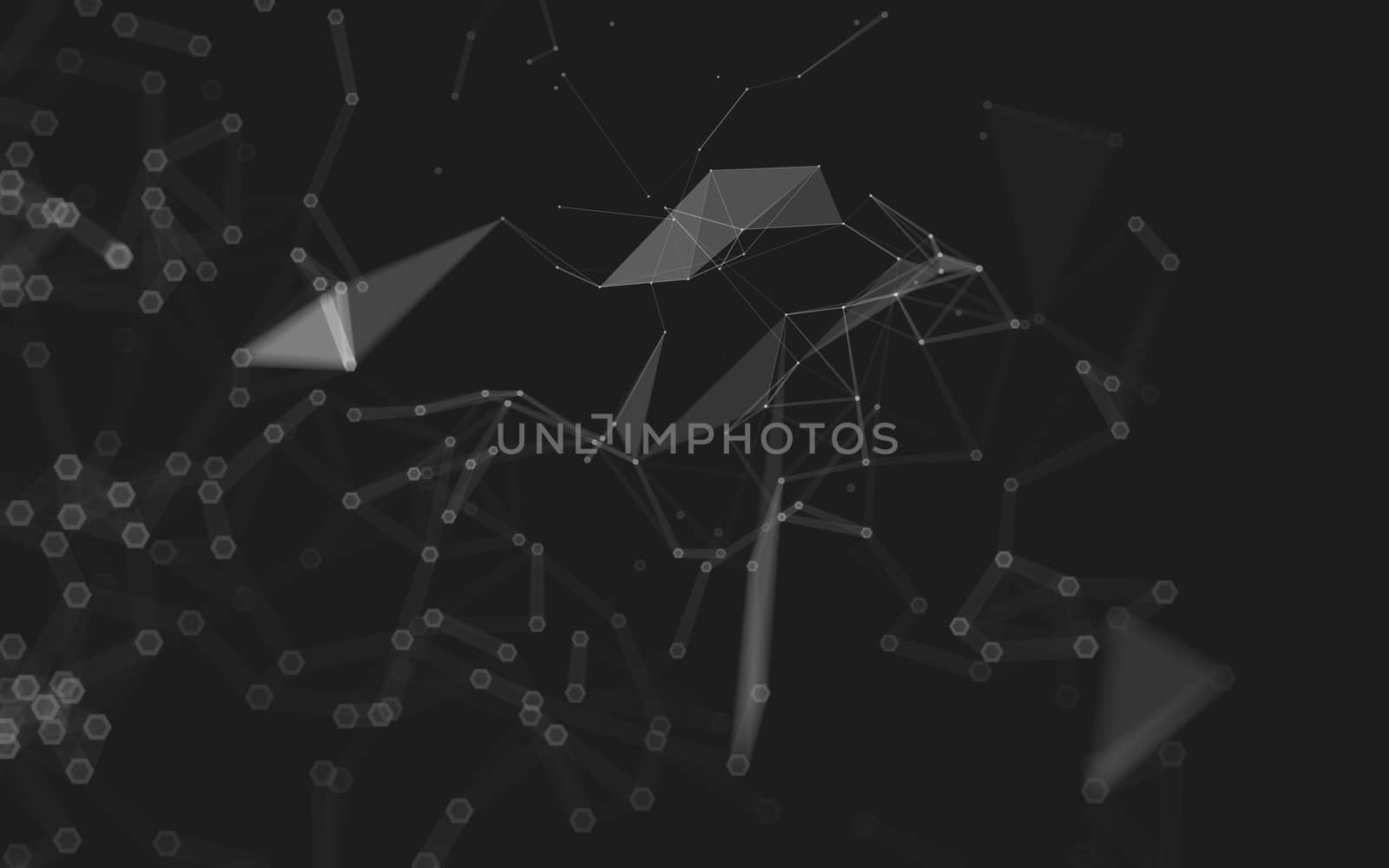 Abstract polygonal space low poly dark background, 3d rendering by teerawit