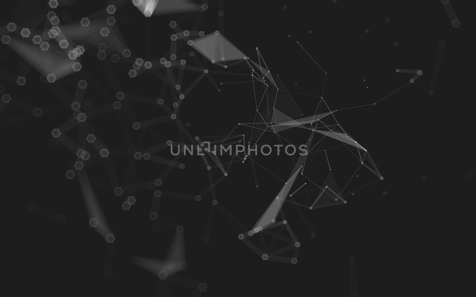 Abstract polygonal space low poly dark background with connecting dots and lines. Connection structure. 3d rendering