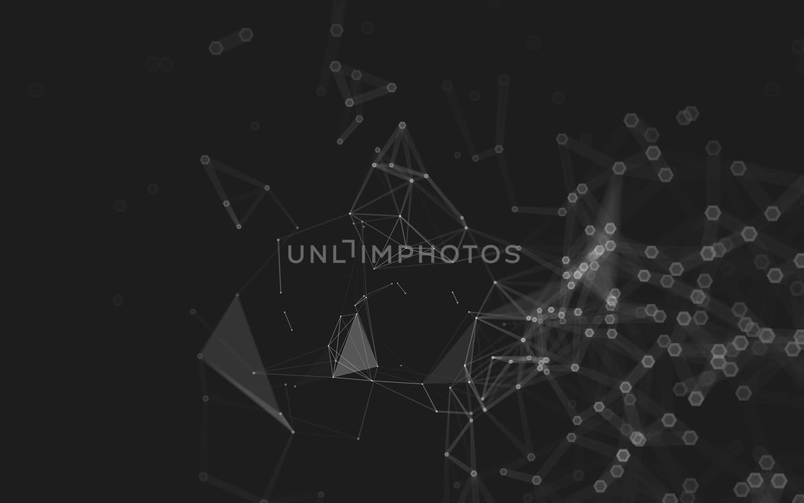 Abstract polygonal space low poly dark background with connecting dots and lines. Connection structure. 3d rendering