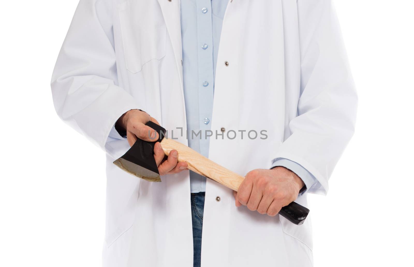 Evil medic holding a small axe by michaklootwijk