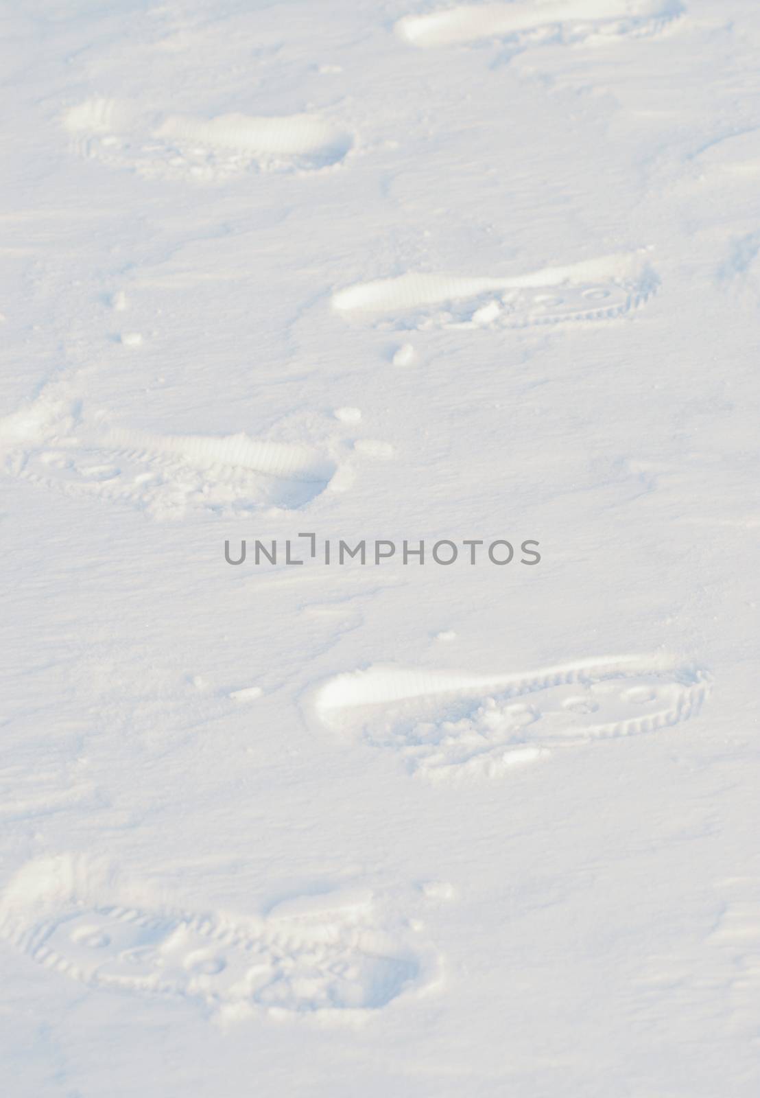 Image of several footprints in snow.