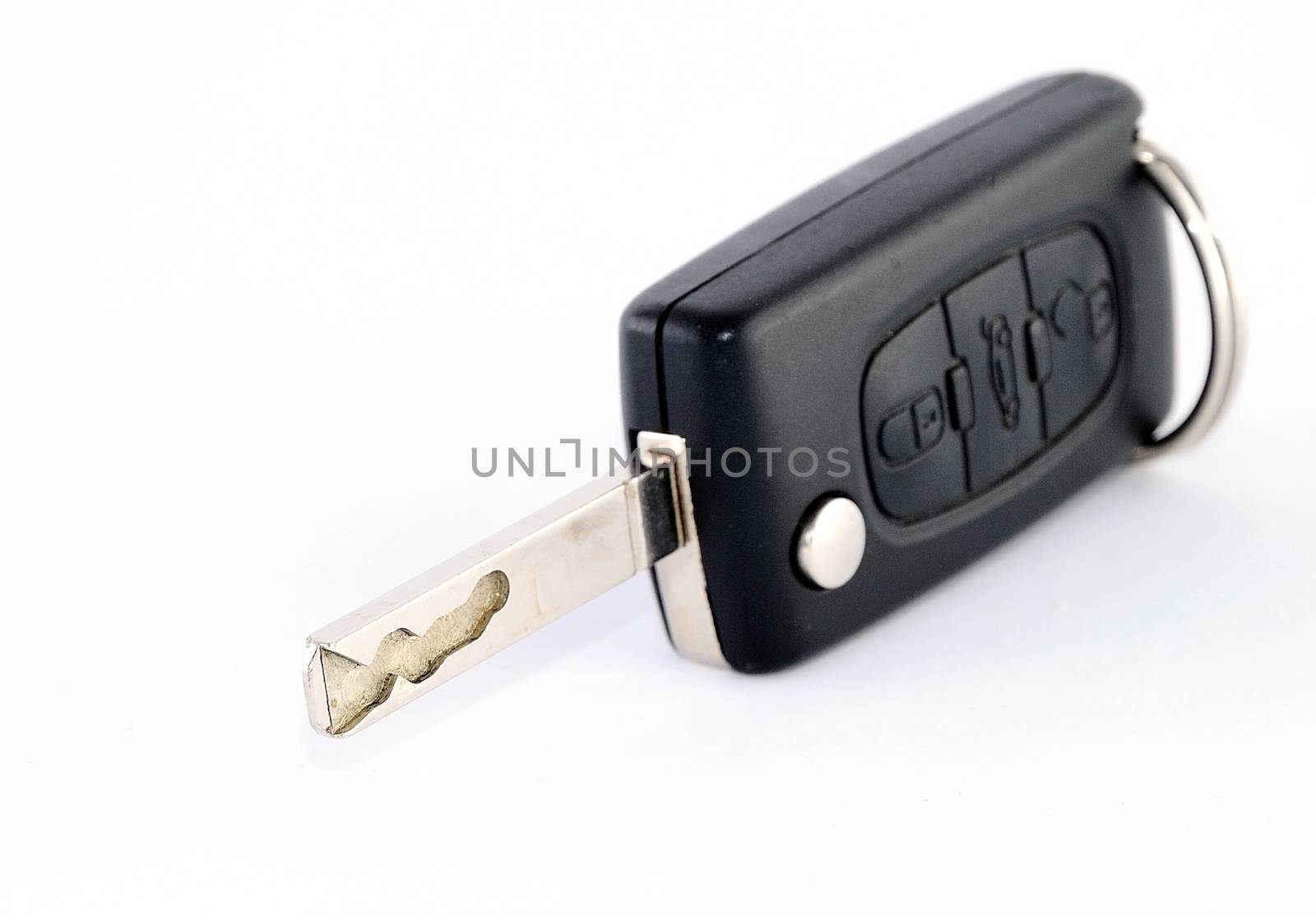 Black car remote key with keyring.