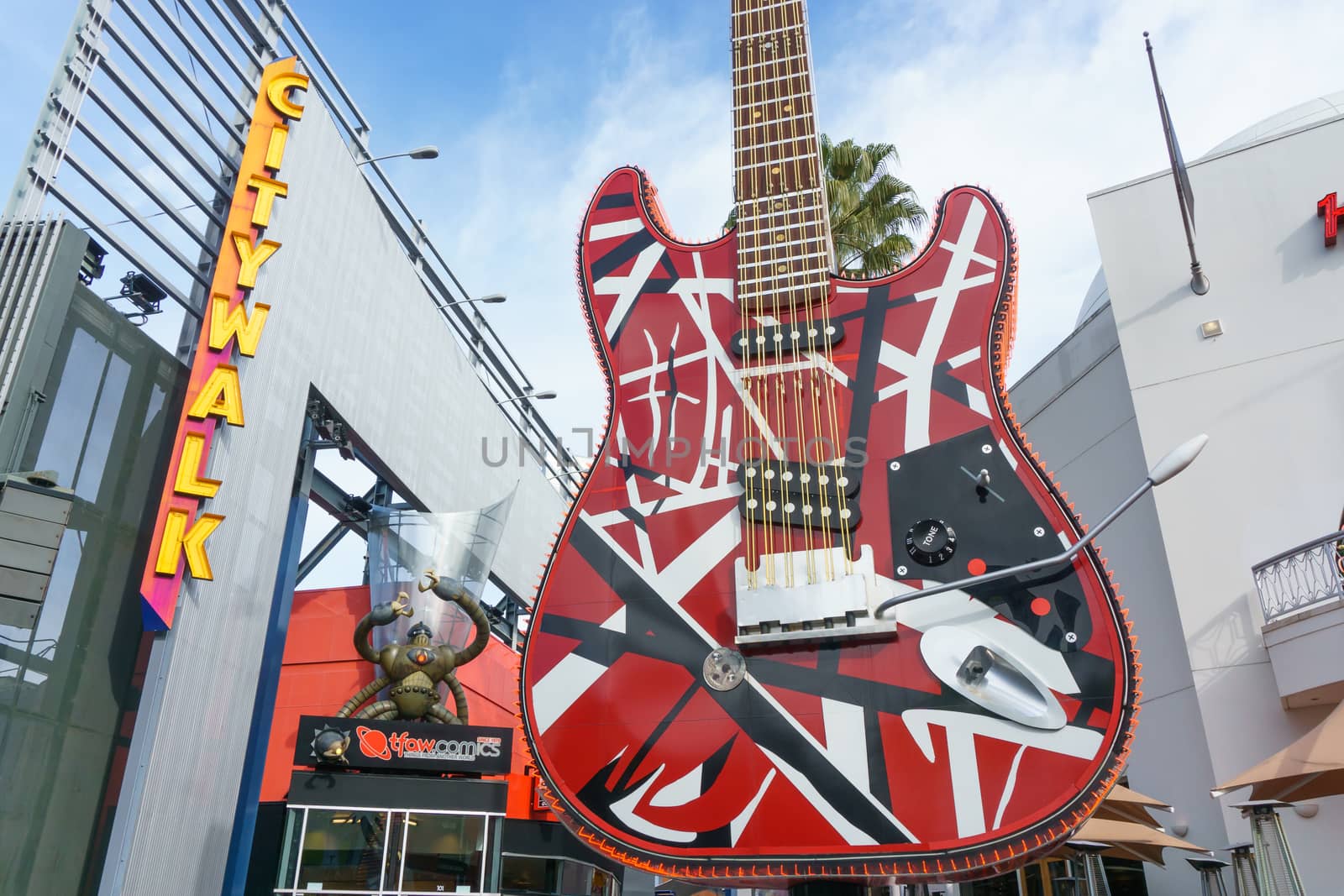 UNIVERSAL CITY, CA/USA DECEMBER 22, 2015: Guitar Sculpture at Universal CityWalk Hard Rock Cafe.