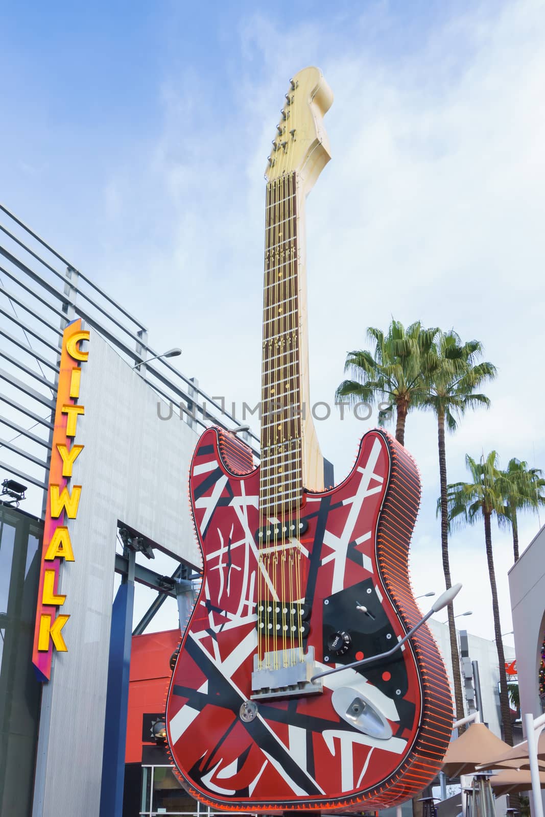 UNIVERSAL CITY, CA/USA DECEMBER 22, 2015: Guitar Sculpture at Universal CityWalk Hard Rock Cafe.