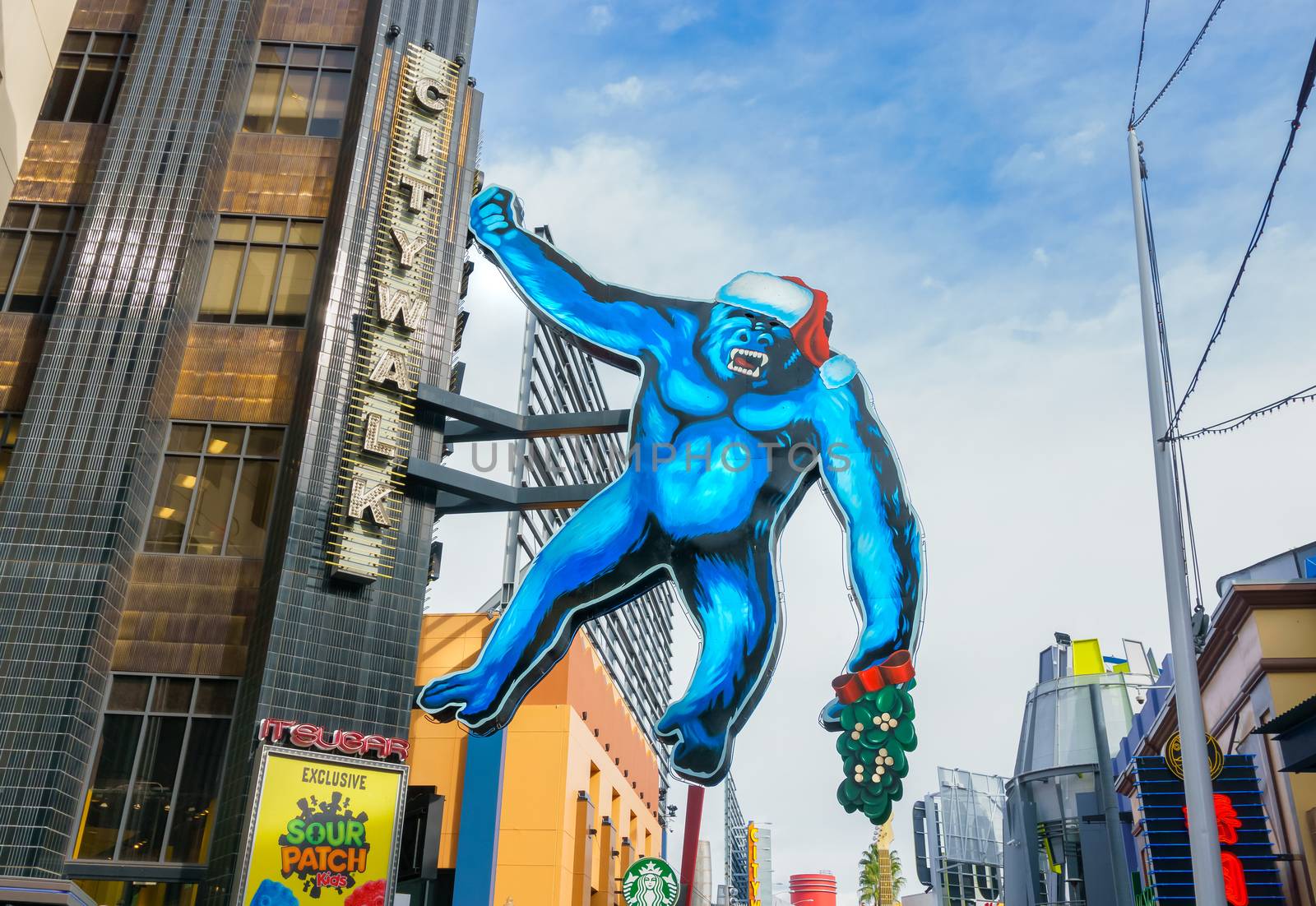 UNIVERSAL CITY, CA/USA DECEMBER 22, 2015: King Kong sculpture at Universal CityWalk. Univeral CityWalk is a shopping and dining venue at Univeral Studios.