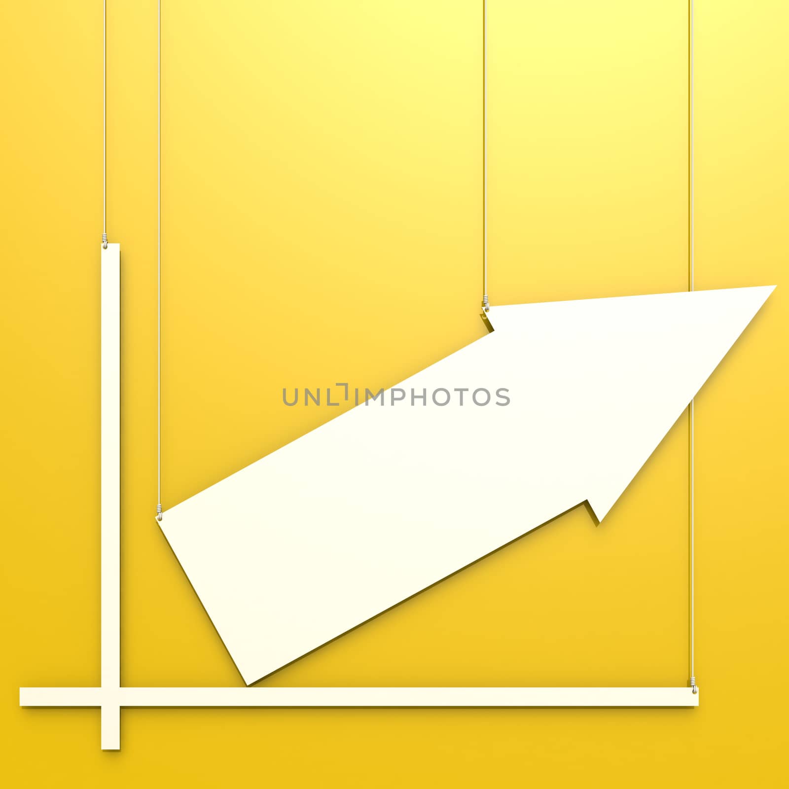Blank chart hang on yellow background image with hi-res rendered artwork that could be used for any graphic design.