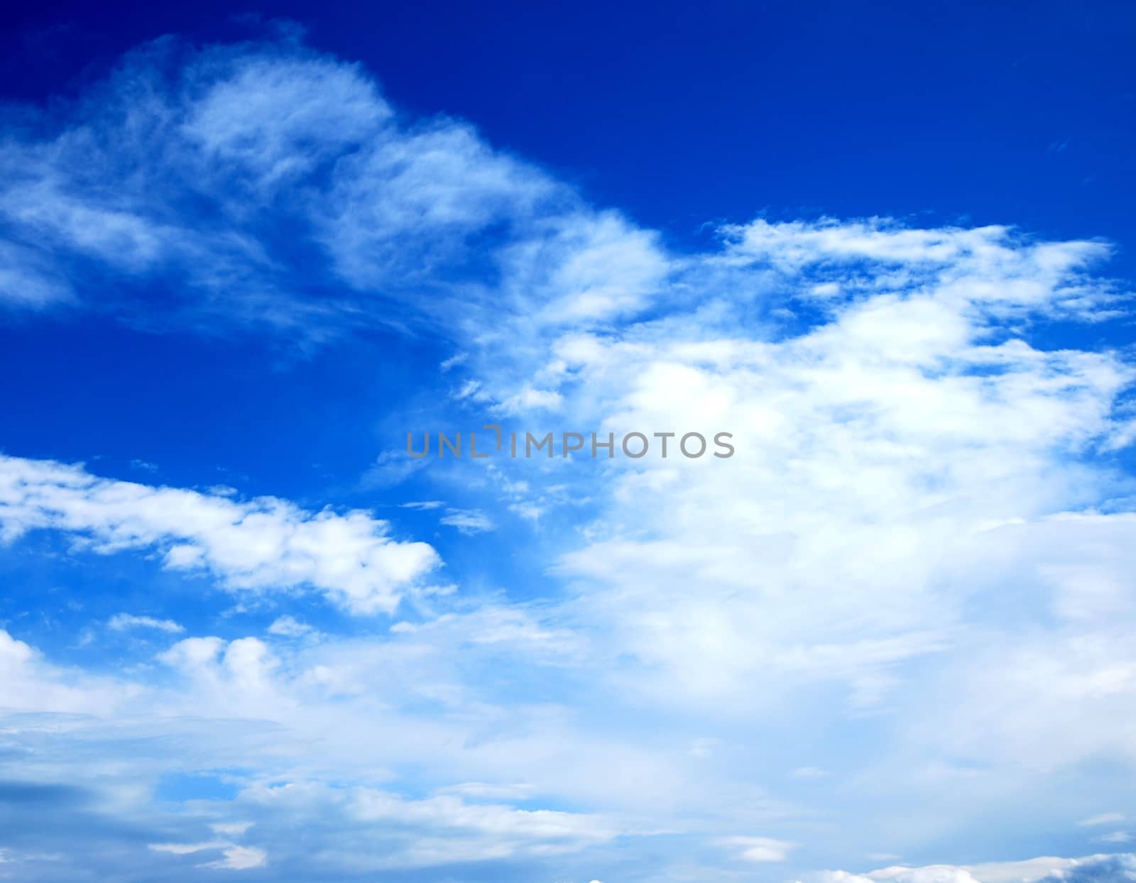 Blue sky with white clouds.