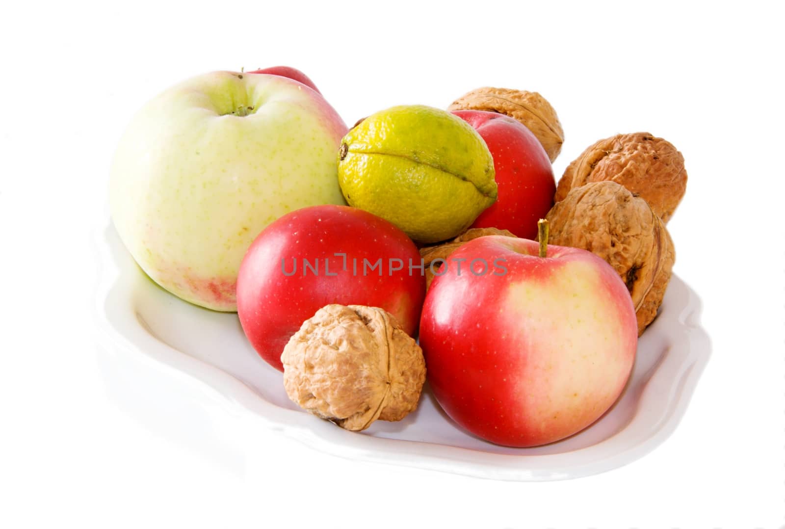 Fruit on the plate.