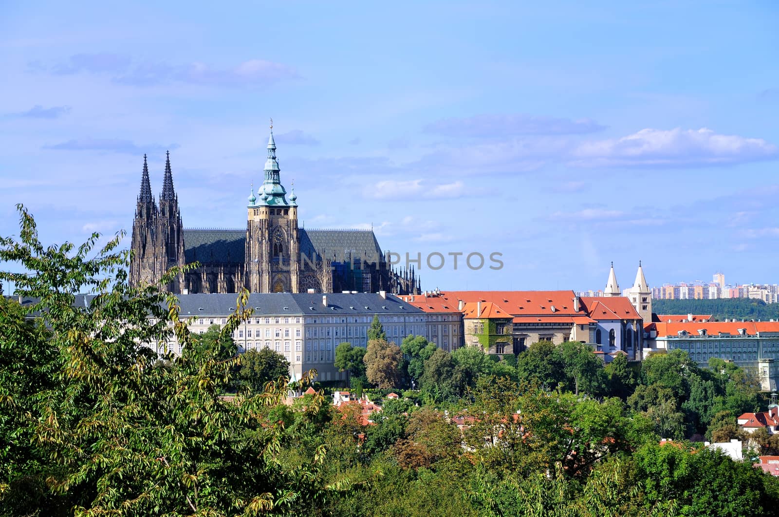 Panorama view to the Prague Castle in Prague , Czech Republic.