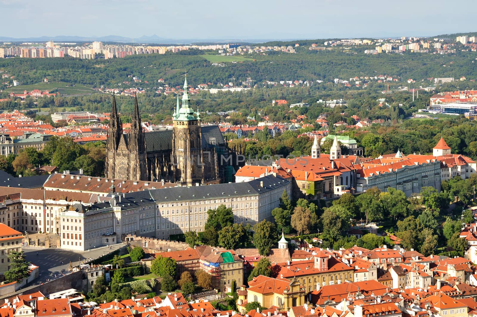 Panorama view to the main city of Czech Republic  Prague.