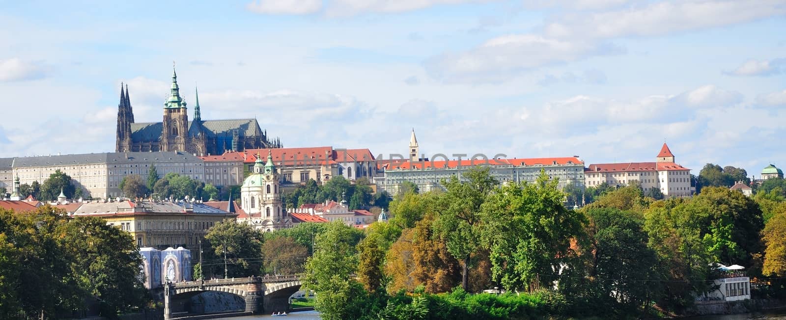 Panorama view to the Prague Castle in Prague , Czech Republic.