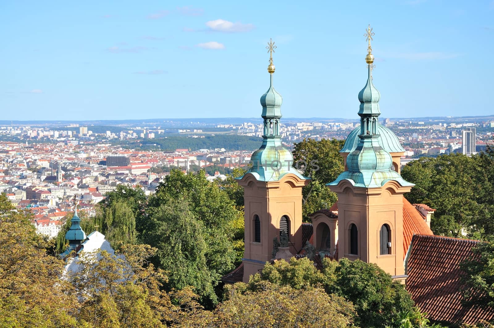 View to the Prague city centre, from Petrin lookout tower.