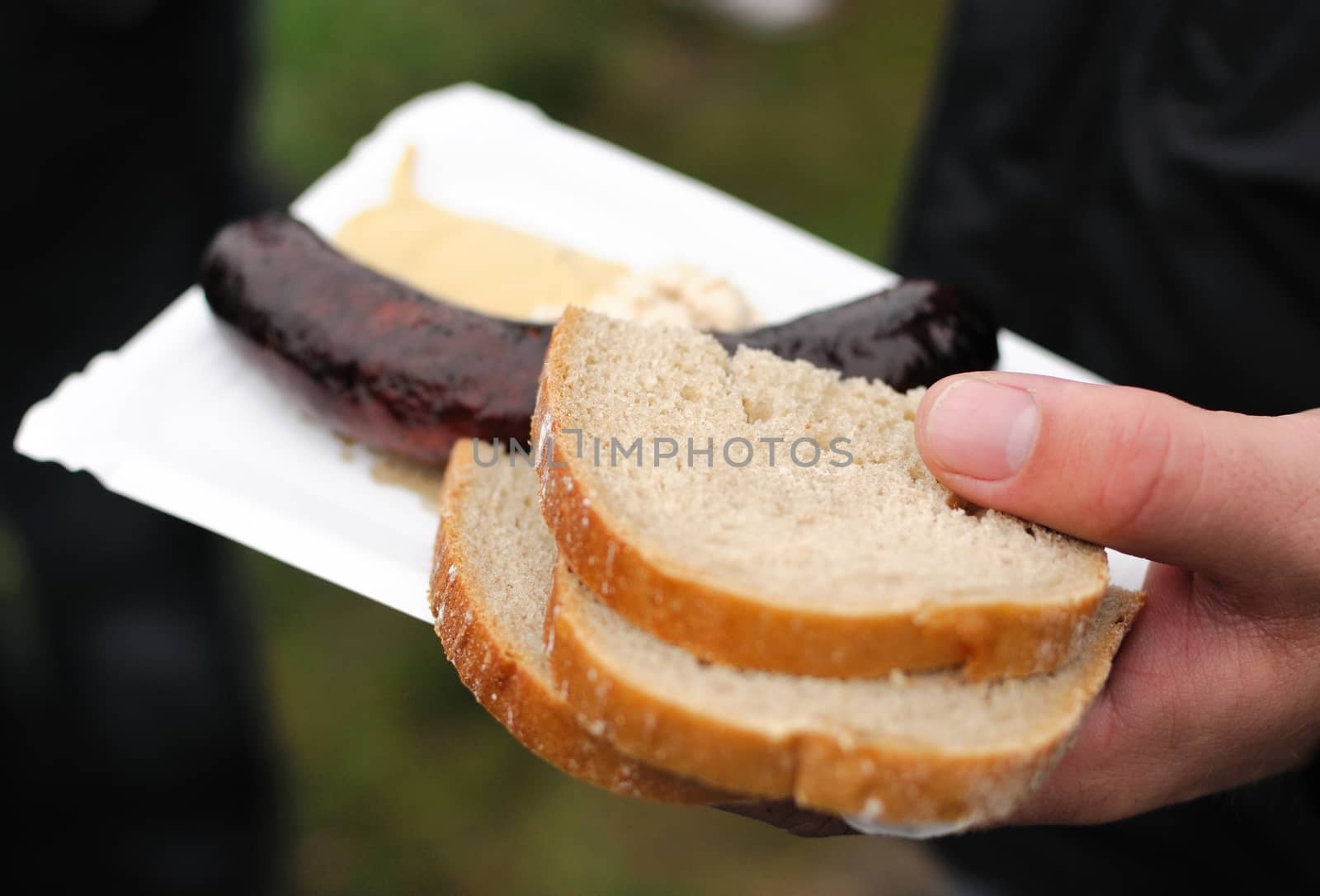 Sausage with bread by hamik