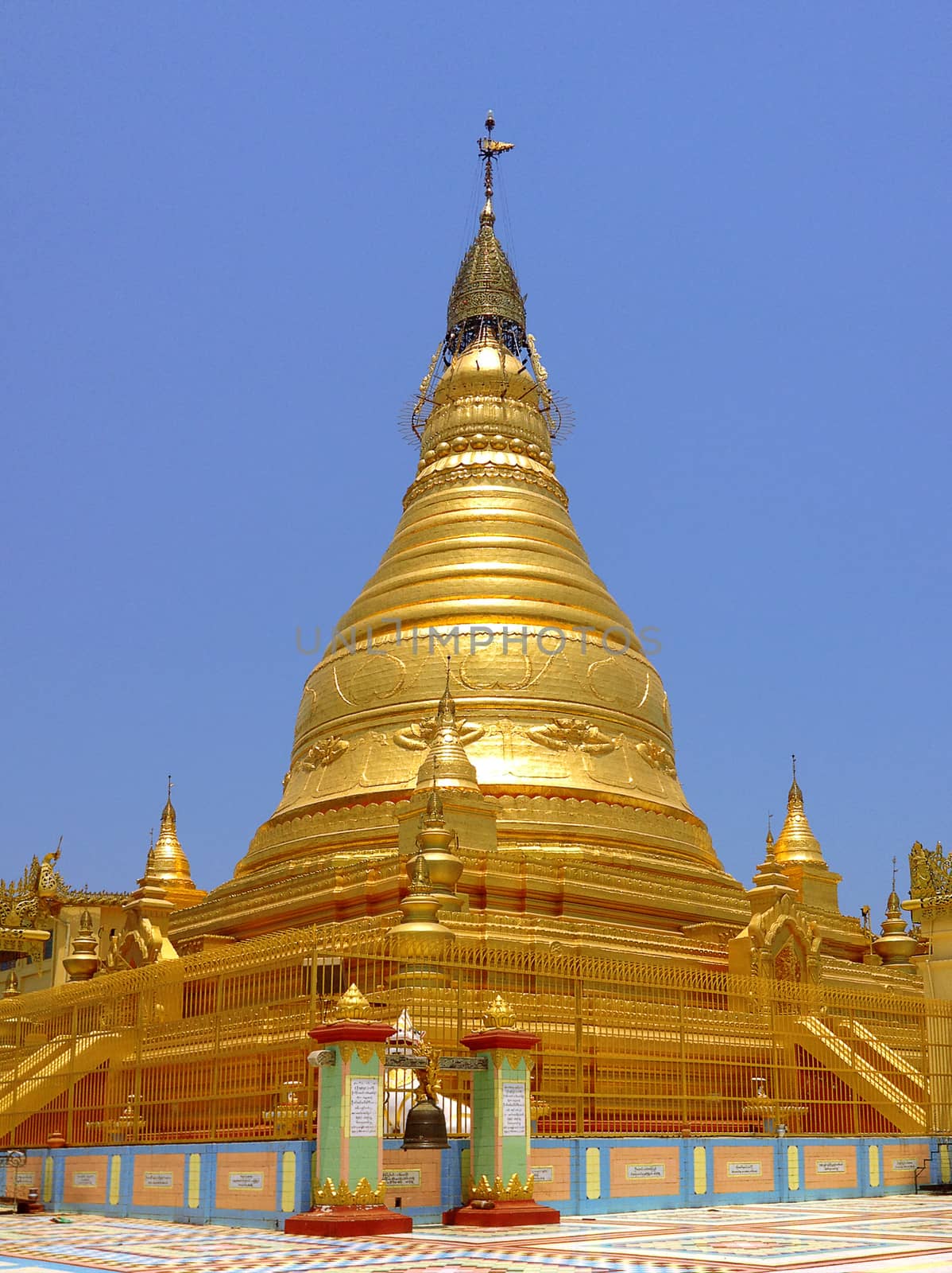 MONYWA, MYANMAR - April 21 2013 : Soon Oo Ponya Shin Pagoda , Sagaing, Mandalay , Myanmar.The pagoda is located on the top of the Sagaing Hill. It is one of the oldest temples on Sagaing Hill