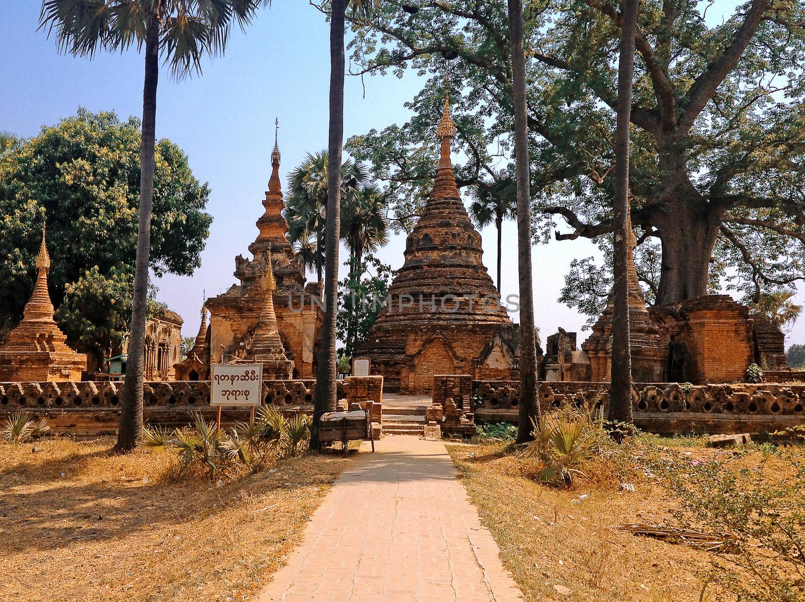 Ancient temple in Inwa village, Myanmar Burma by orsor