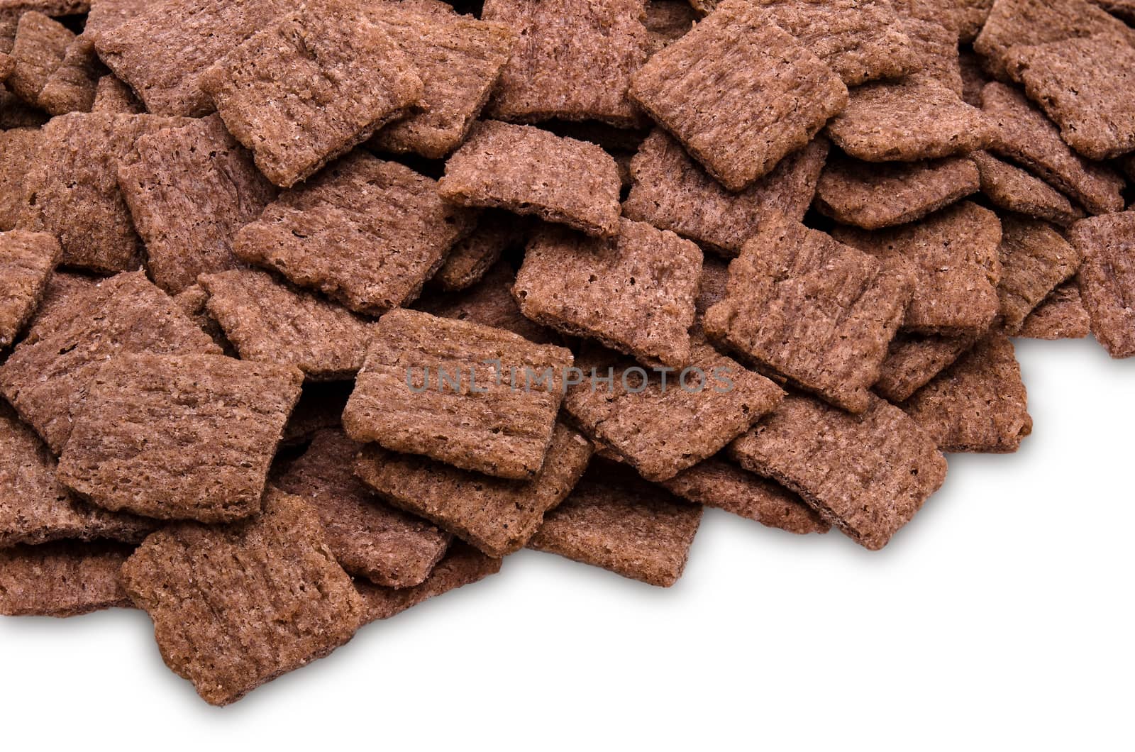 Red rice crackers on white background