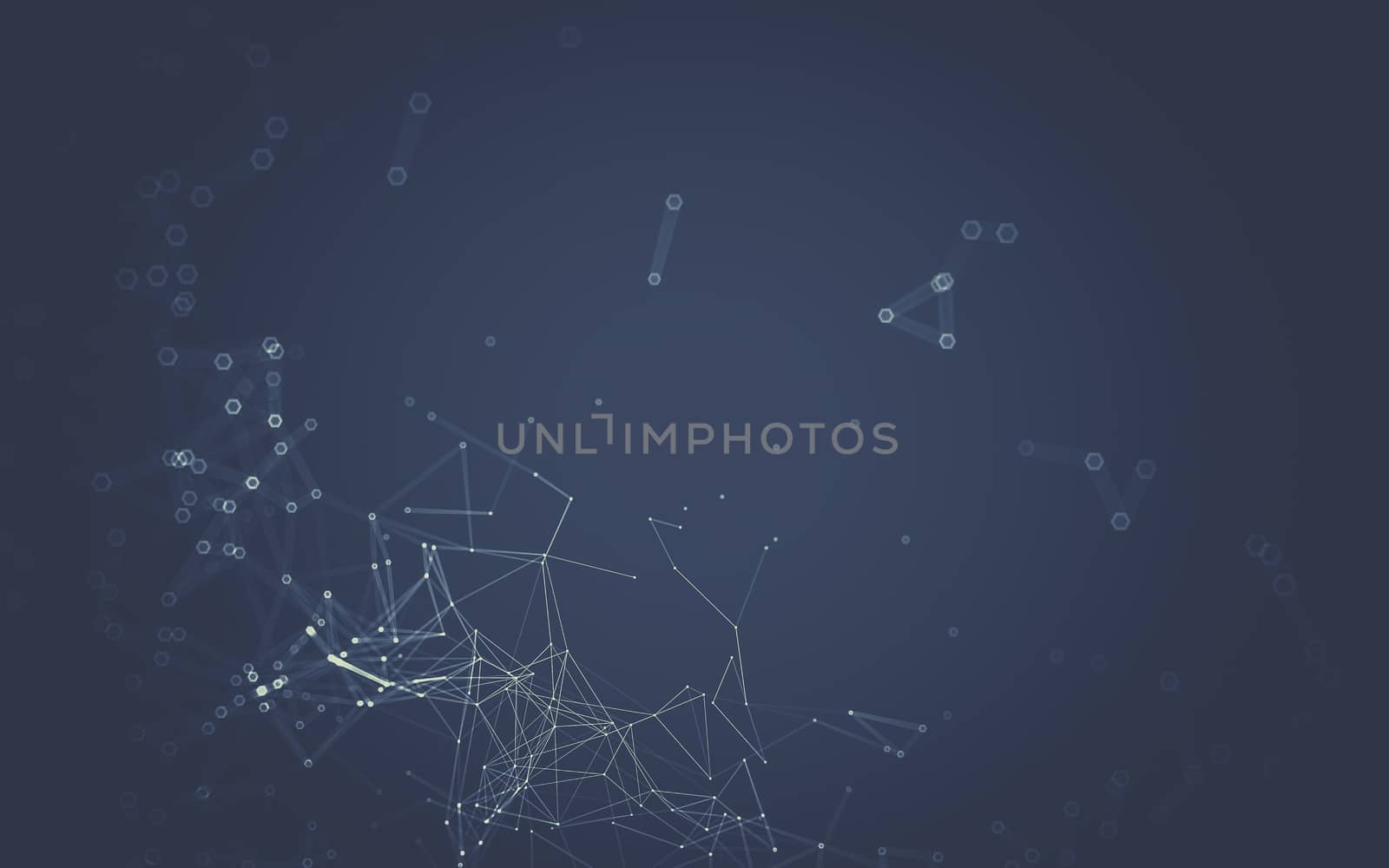 Abstract polygonal space low poly dark background with connecting dots and lines. Connection structure. 3d rendering