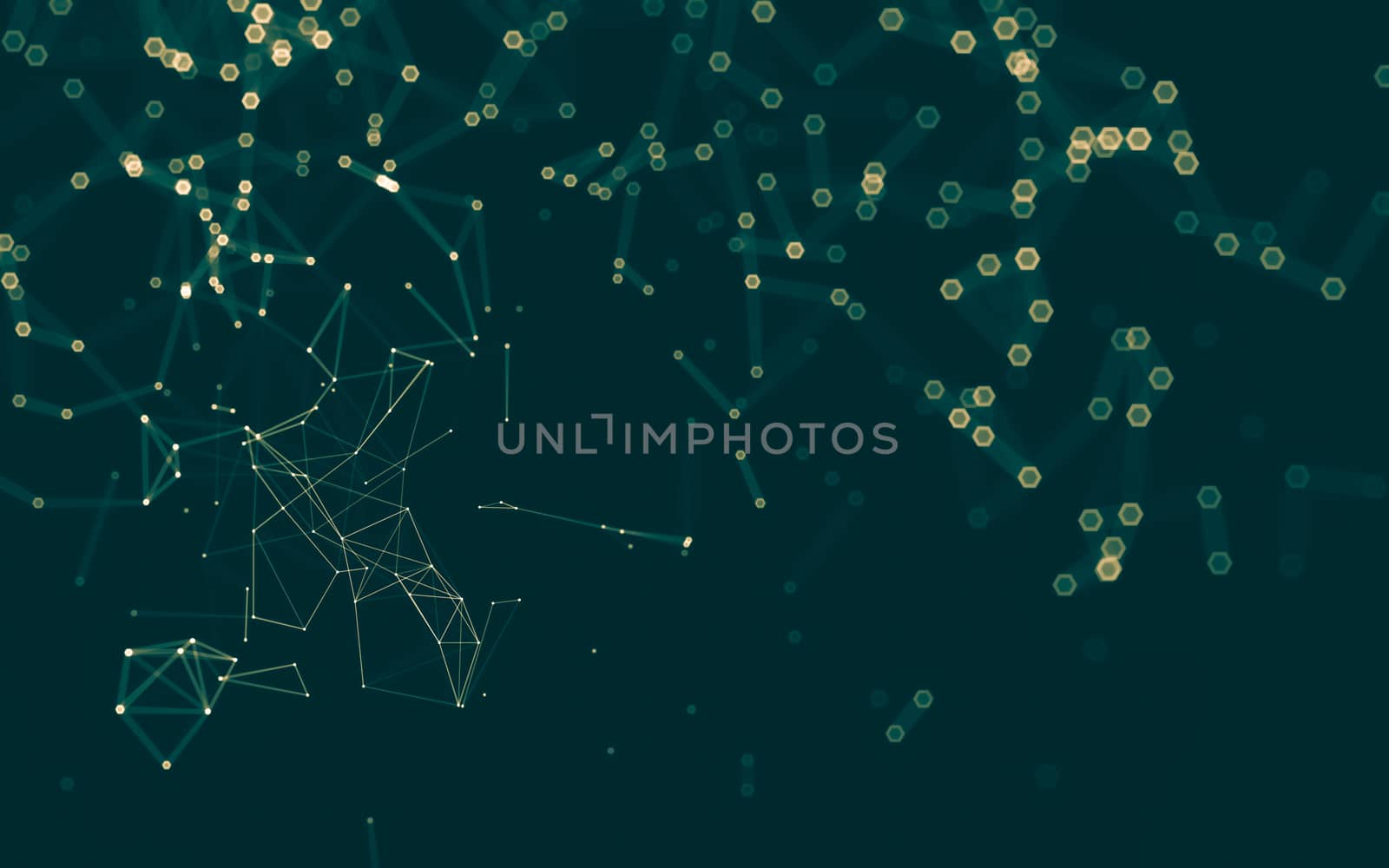 Abstract polygonal space low poly dark background with connecting dots and lines. Connection structure. 3d rendering