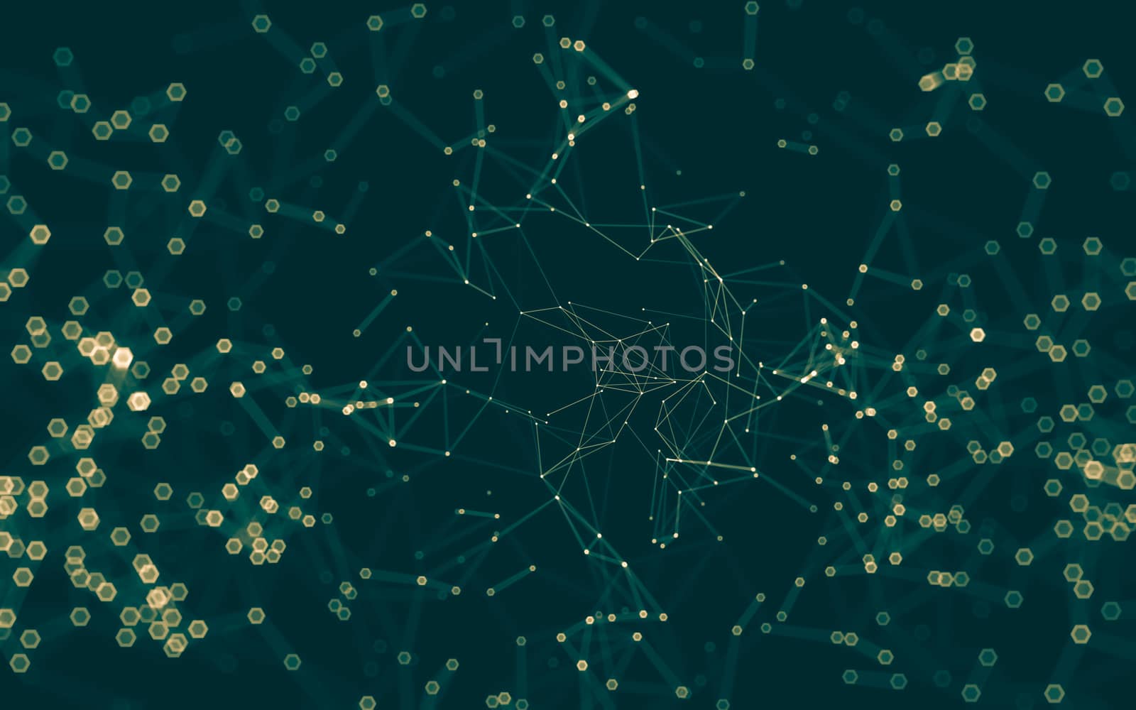 Abstract polygonal space low poly dark background with connecting dots and lines. Connection structure. 3d rendering