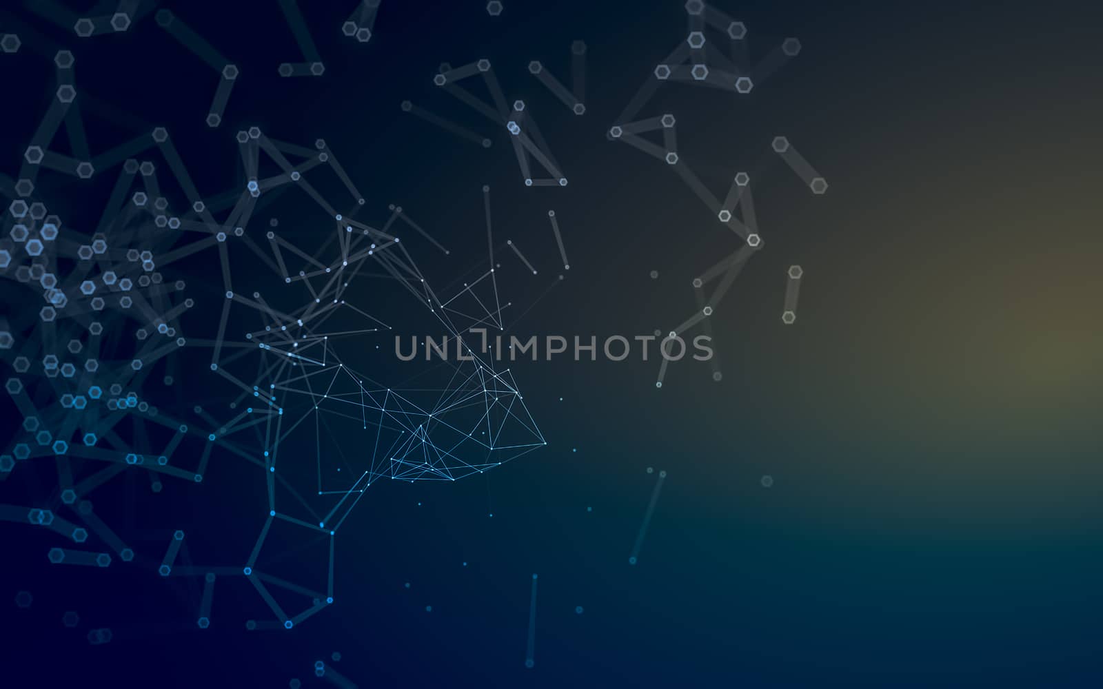 Abstract polygonal space low poly dark background with connecting dots and lines. Connection structure. 3d rendering