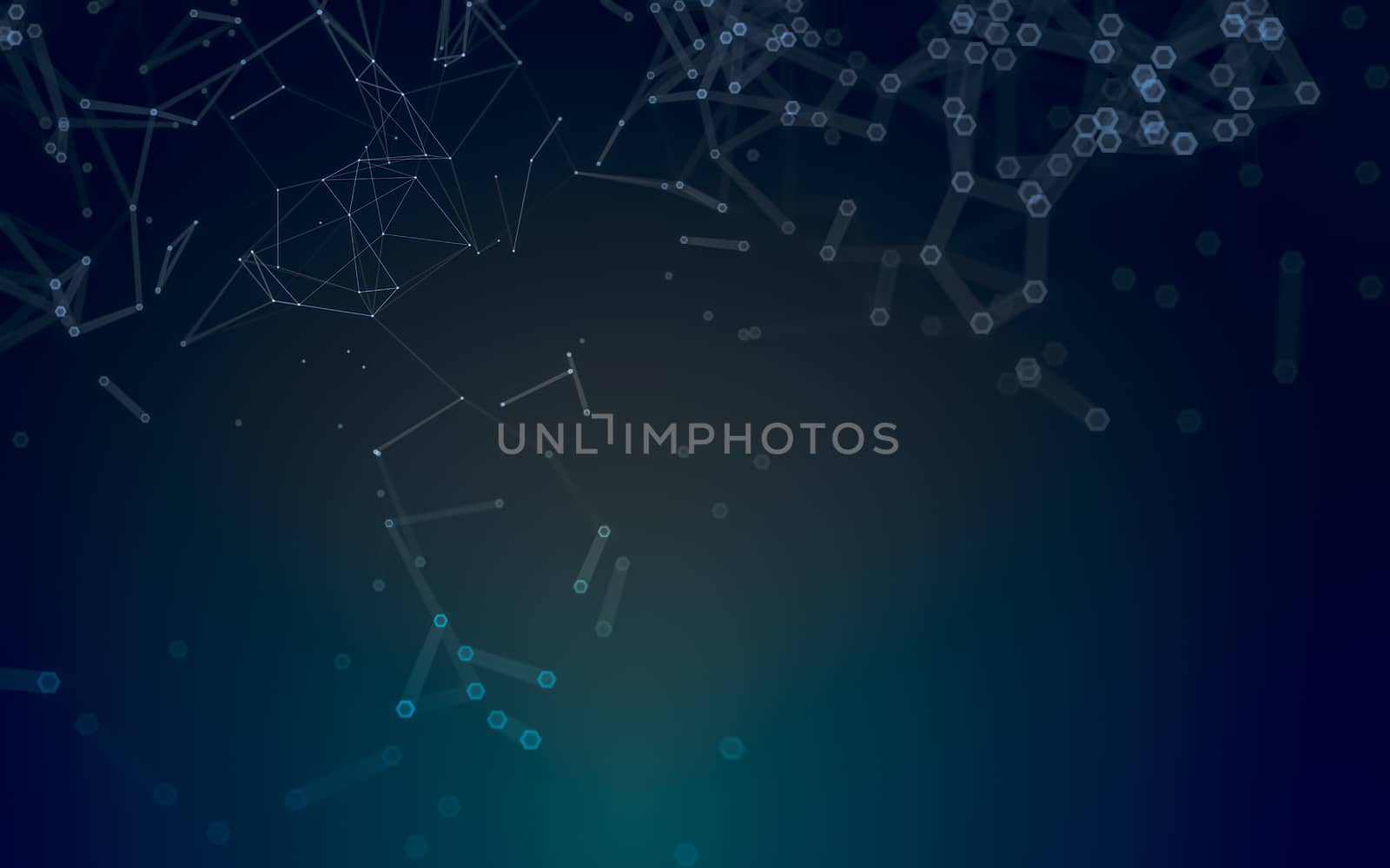 Abstract polygonal space low poly dark background with connecting dots and lines. Connection structure. 3d rendering