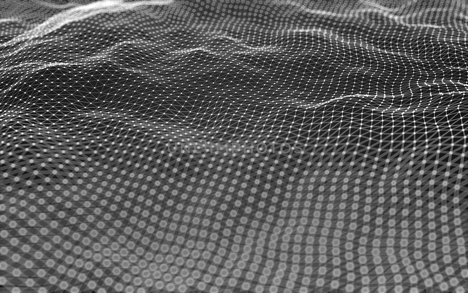 Abstract polygonal space low poly dark background with connecting dots and lines. Connection structure. 3d rendering