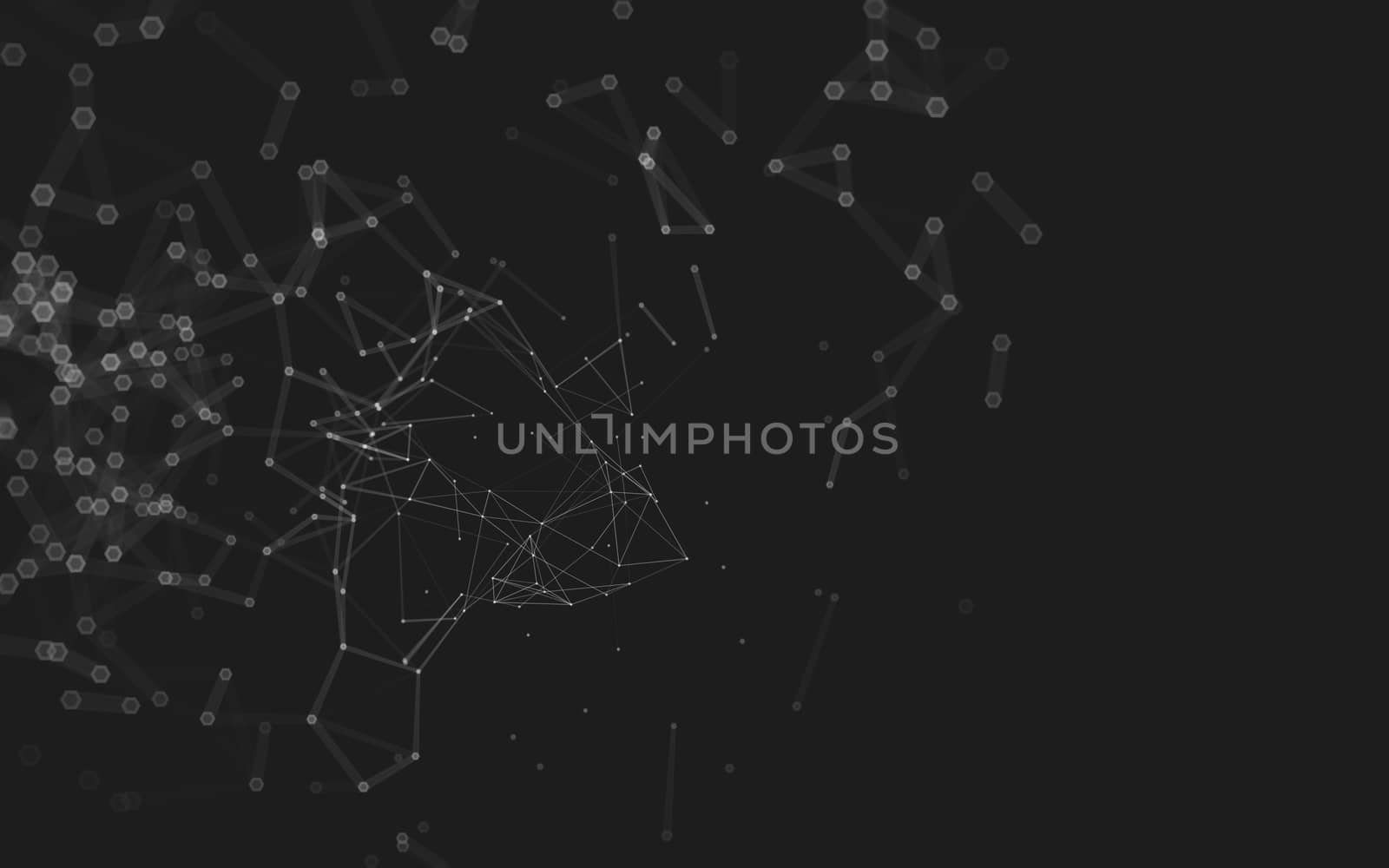 Abstract polygonal space low poly dark background with connecting dots and lines. Connection structure. 3d rendering