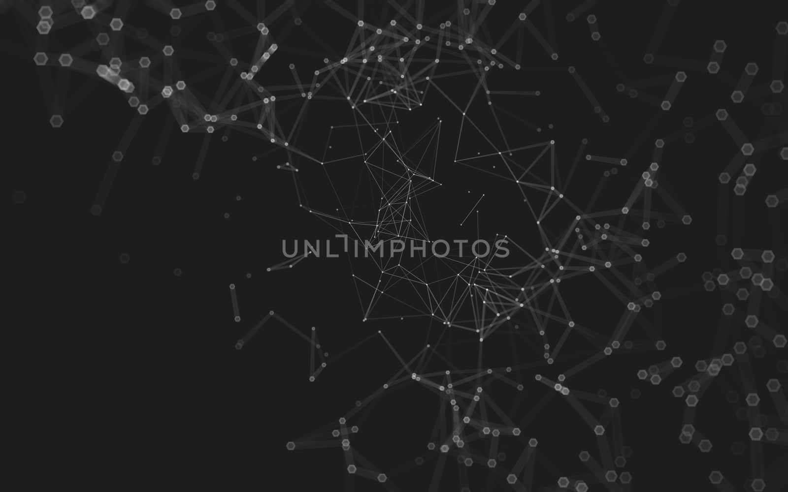 Abstract polygonal space low poly dark background with connecting dots and lines. Connection structure. 3d rendering