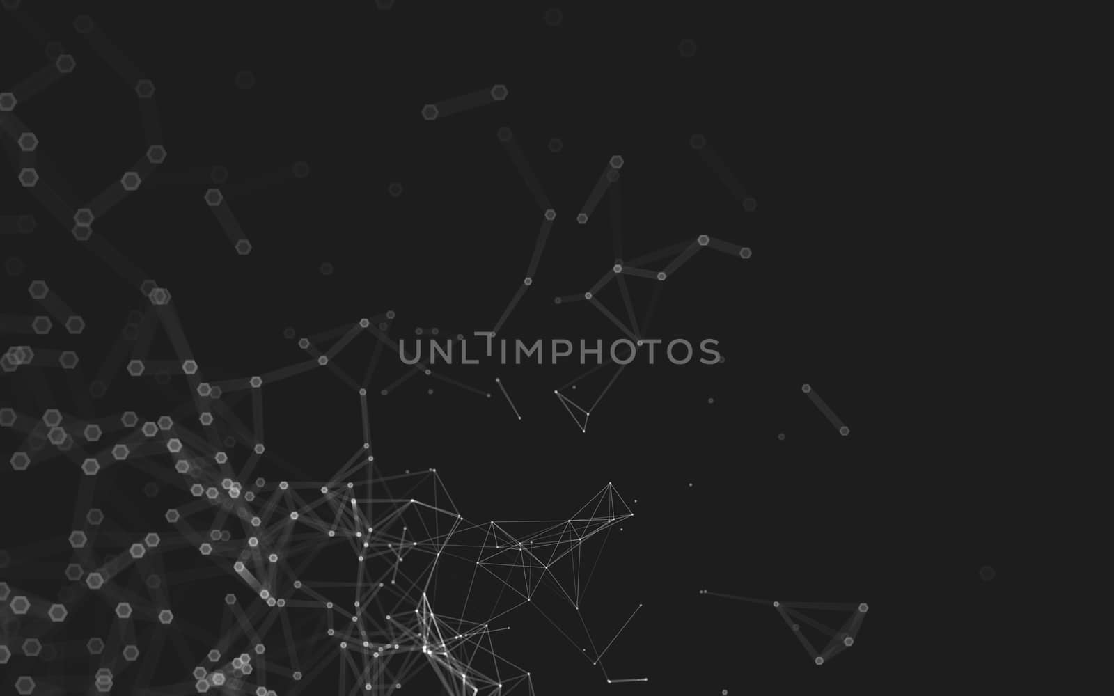 Abstract polygonal space low poly dark background with connecting dots and lines. Connection structure. 3d rendering