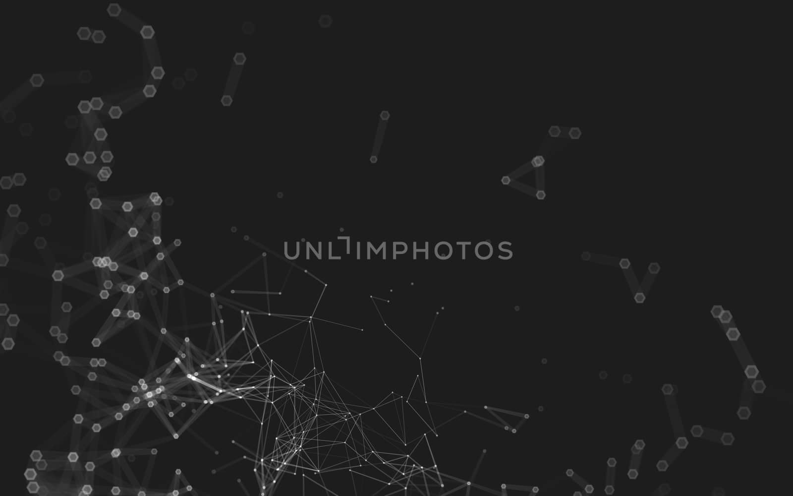 Abstract polygonal space low poly dark background with connecting dots and lines. Connection structure. 3d rendering