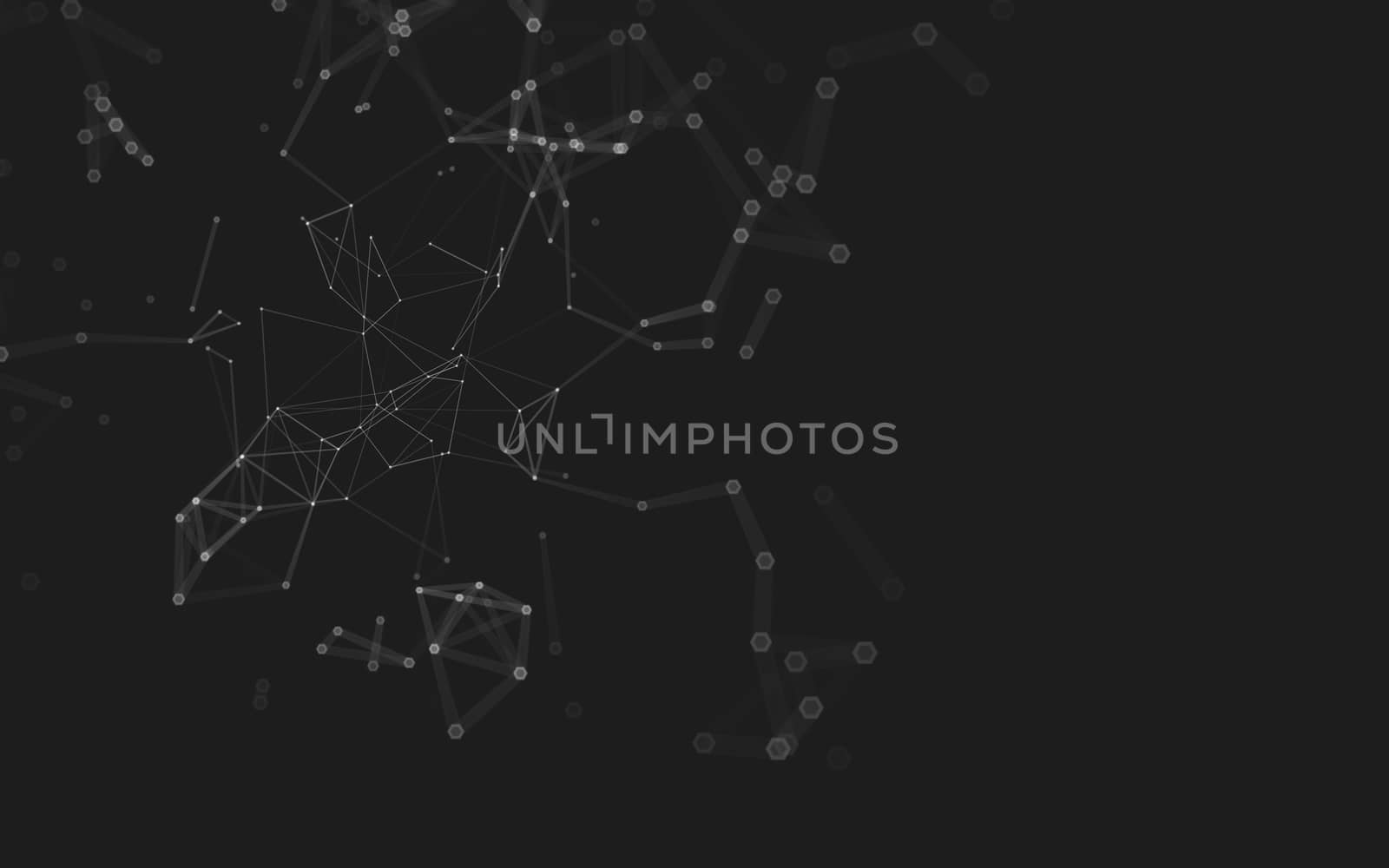 Abstract polygonal space low poly dark background with connecting dots and lines. Connection structure. 3d rendering