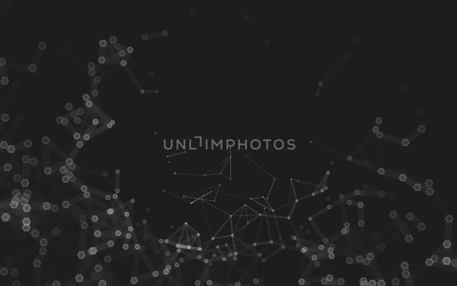 Abstract polygonal space low poly dark background with connecting dots and lines. Connection structure. 3d rendering