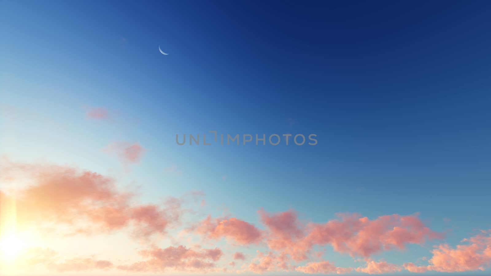 Cloudy blue sky abstract background, blue sky background with tiny clouds, 3d rendering

