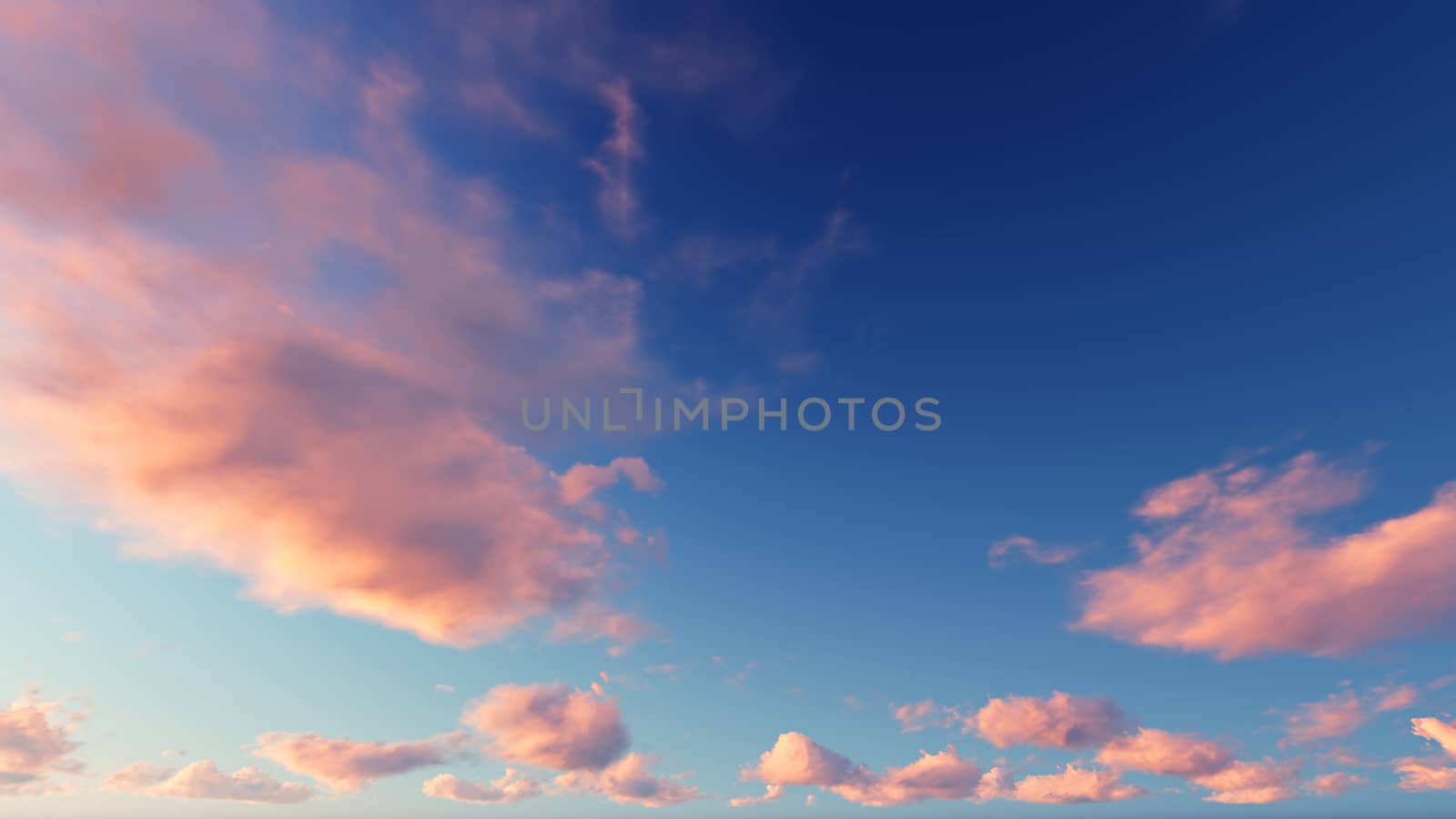 Cloudy blue sky abstract background, blue sky background with tiny clouds, 3d rendering

