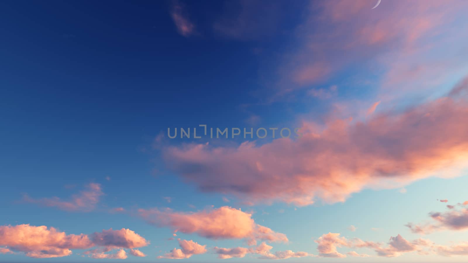 Cloudy blue sky abstract background, blue sky background with tiny clouds, 3d rendering

