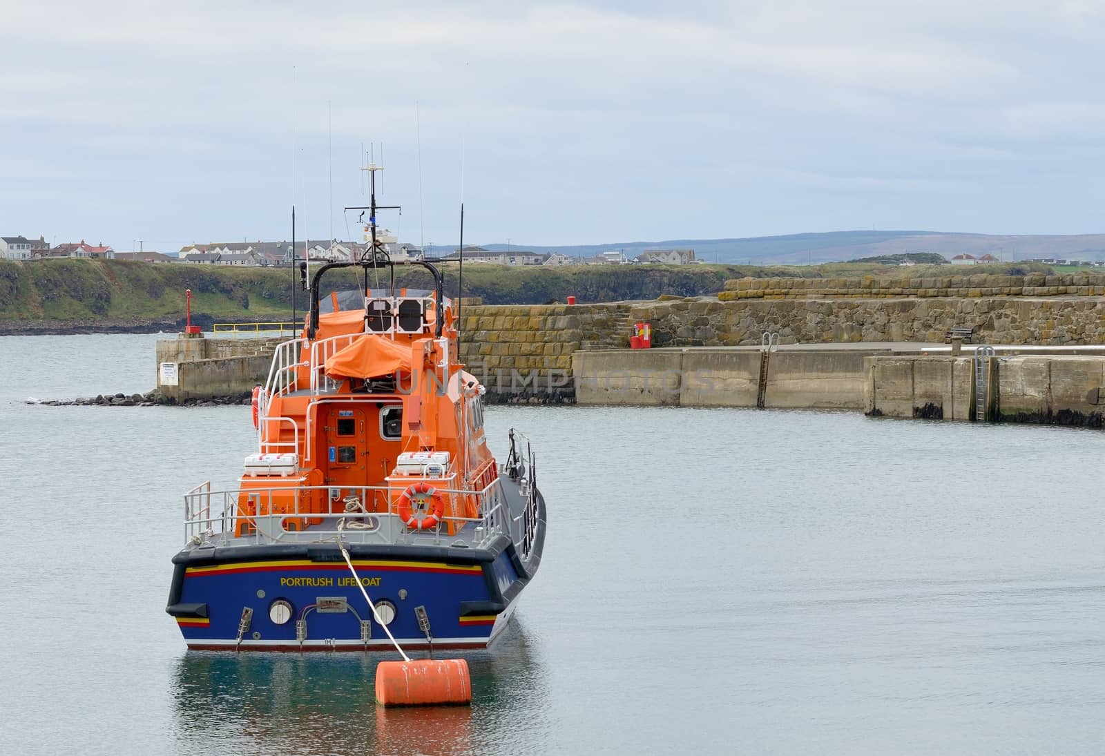 Lifeboat anchor in harbor in Portrush - Northern Ireland.